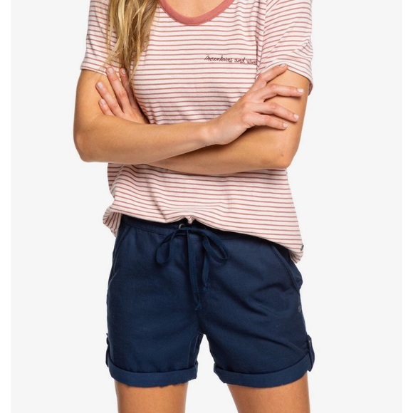 Roxy Navy Love At Two Beach Relaxed Shorts XS - Picture 1 of 4